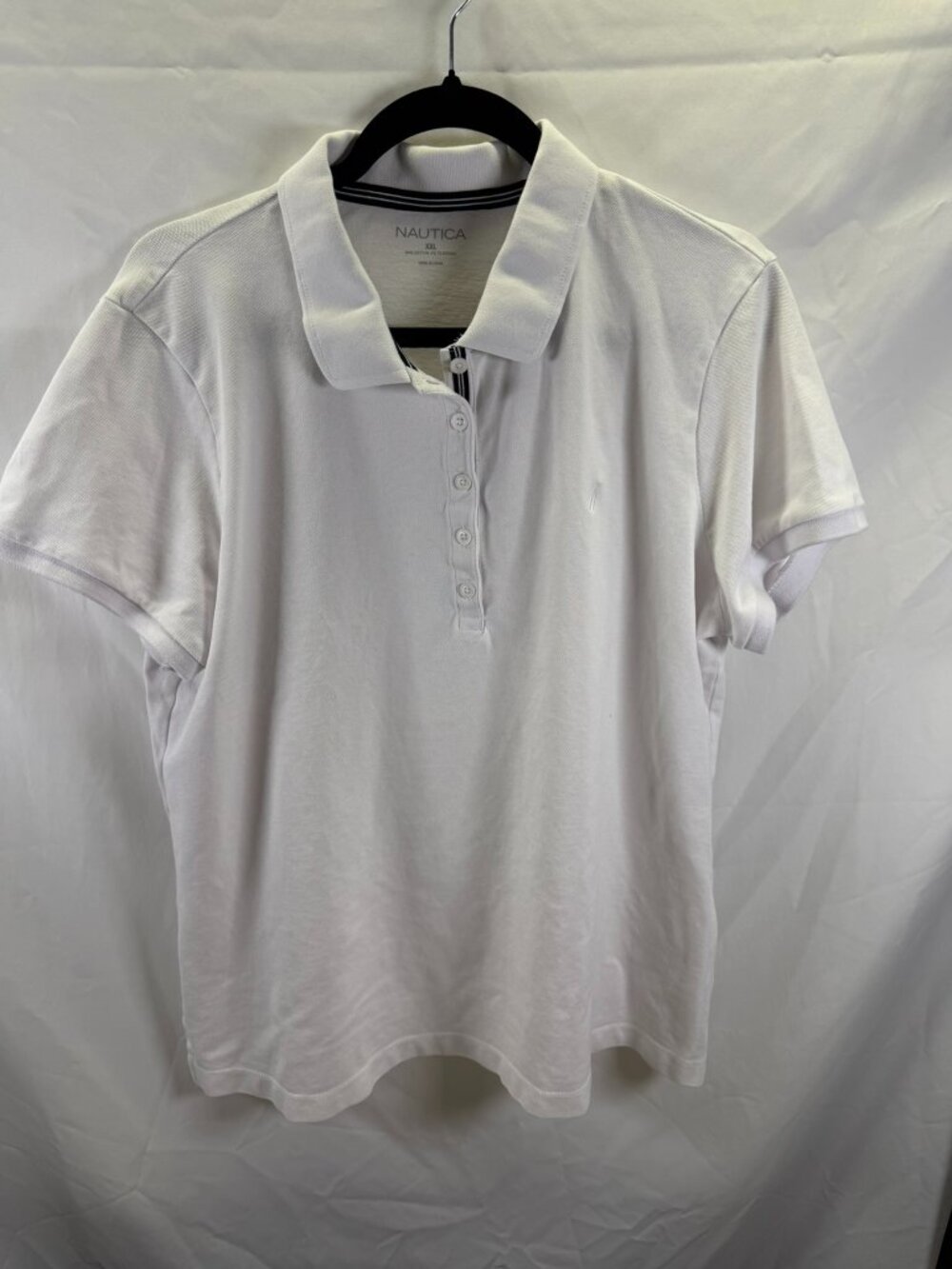 NAUTICA Women's Classic Fit Short Sleeve Polo, Size XXL White